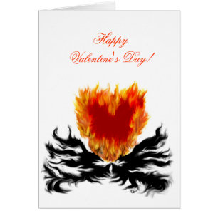 Cartão dia de os namorados - coração em chamas