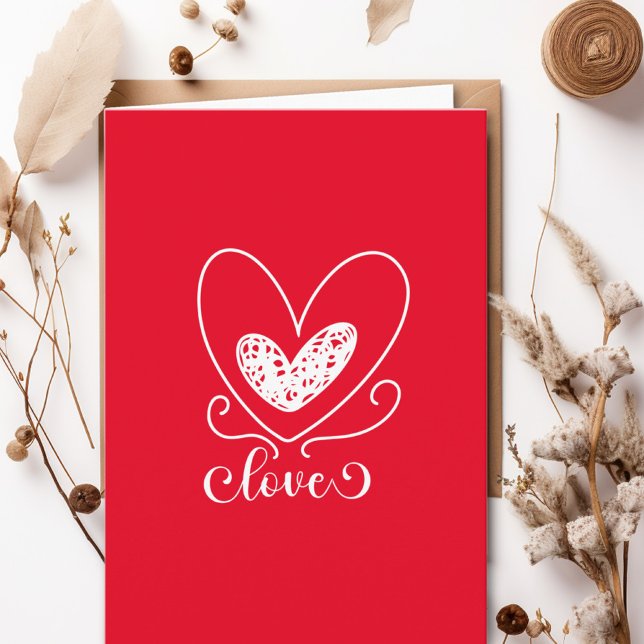 Cartão Dia de os namorados Coração Vermelho Cute de Poesi (Criador carregado)