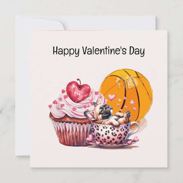 Cartão Dia de os namorados de basquete do jogador apaixon (Frente)