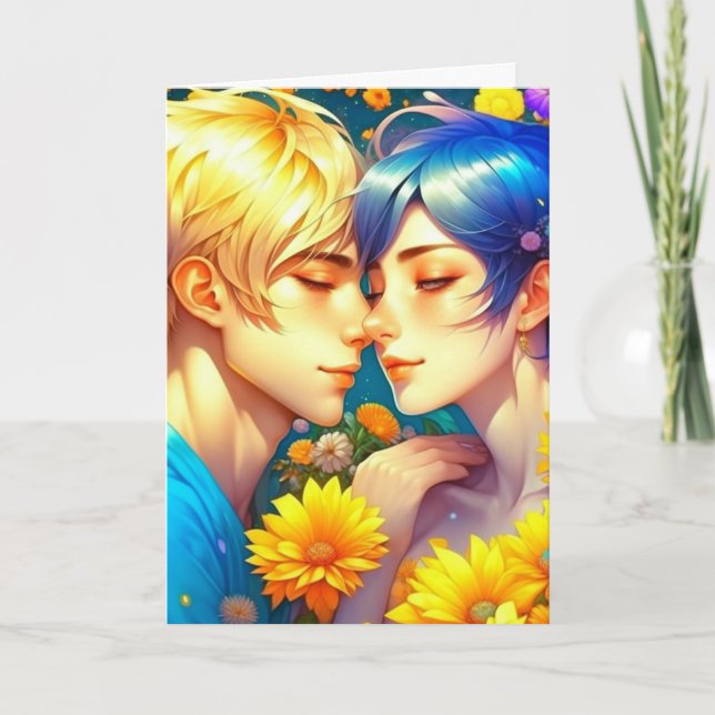 Cartão Dia de os namorados de Casal de Animação de Pop (Frente)