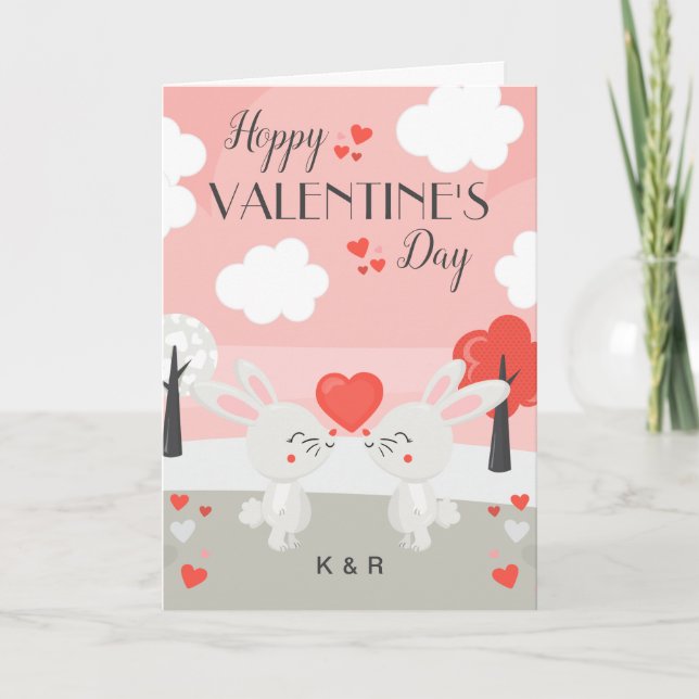 Cartão Dia de os namorados de Casal de coelho romeno (Frente)