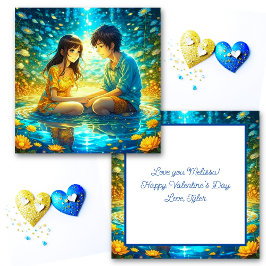 Cartão Dia de os namorados de Casal Romântico Personaliza