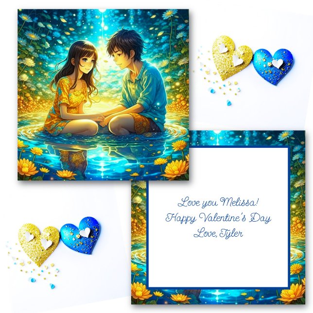 Cartão Dia de os namorados de Casal Romântico Personaliza (Criador carregado)