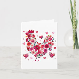 Cartão Dia de os namorados De Corações De Frangos Florais