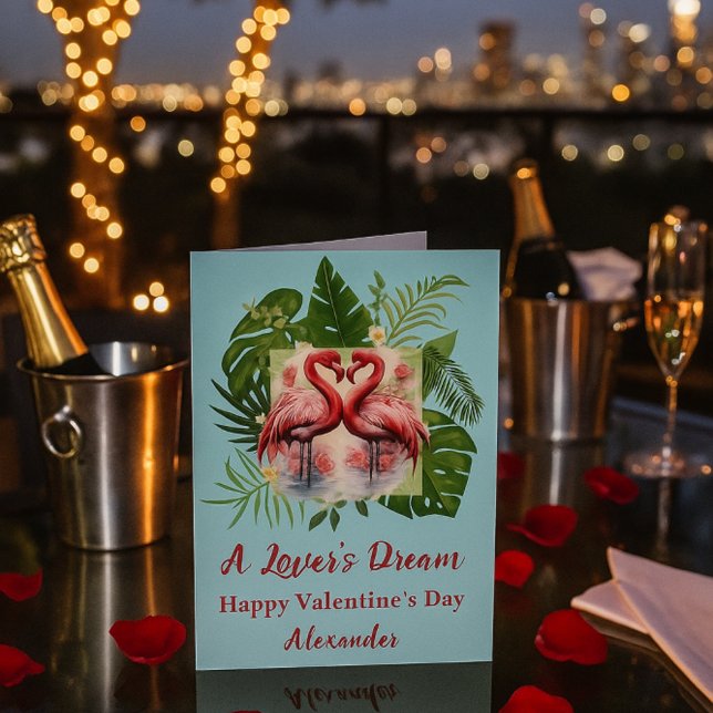 Cartão Dia de os namorados de Dream Flamingo, de Blue A L (Criador carregado)