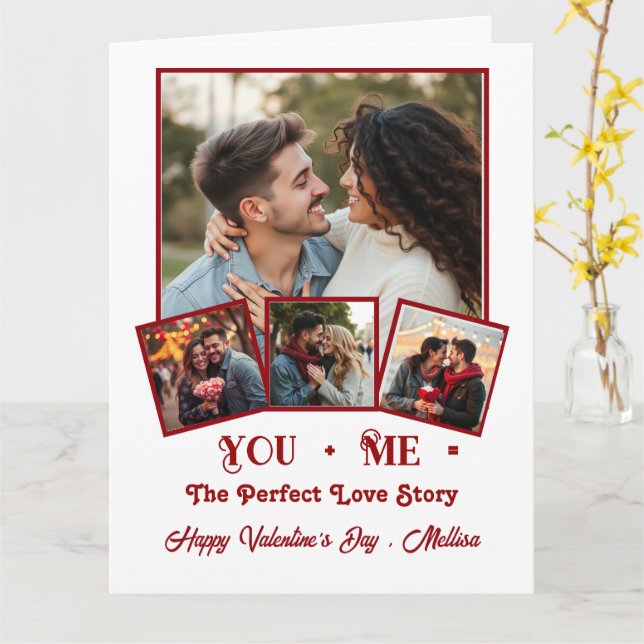 Cartão Dia de os namorados de fotos personalizado bonito (Flor Amarela)