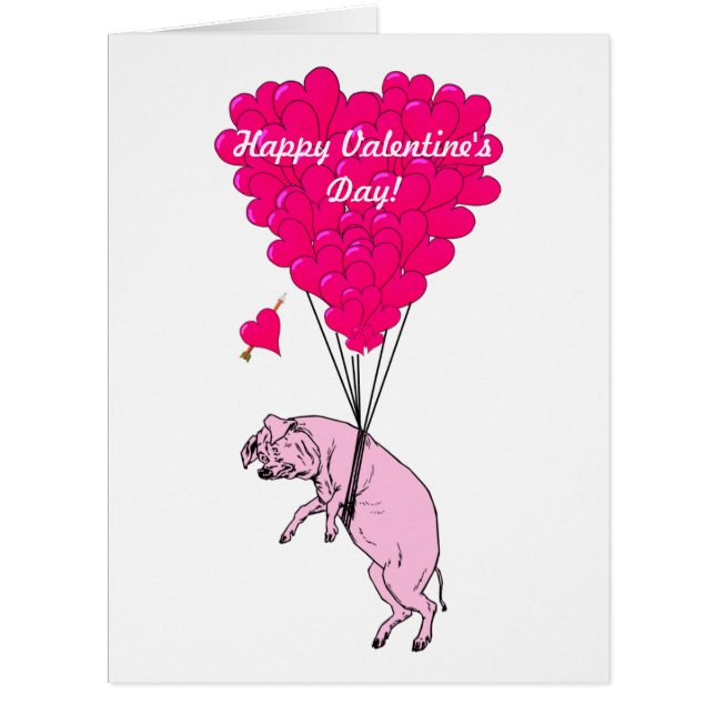 Cartão Dia de os namorados de porco romântico bonito (Frente)