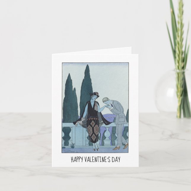 Cartão Dia de os namorados Elegante de Barbier Retro Vint (Frente)