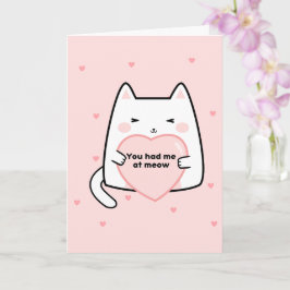 Cartão Dia de os namorados gato rosa que você me tinha no
