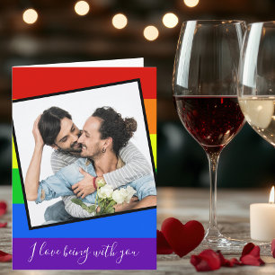 Cartão Dia de os namorados LGBTQ Foto personalizada do Ca
