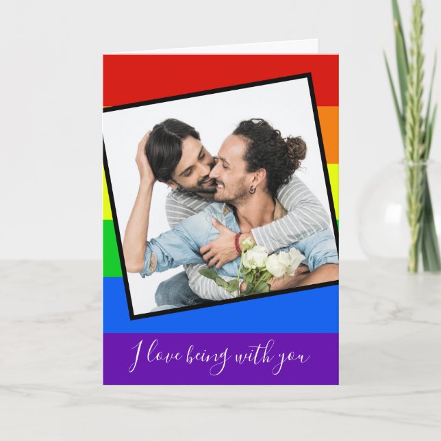 Cartão Dia de os namorados LGBTQ Foto personalizada do Ca (Frente)