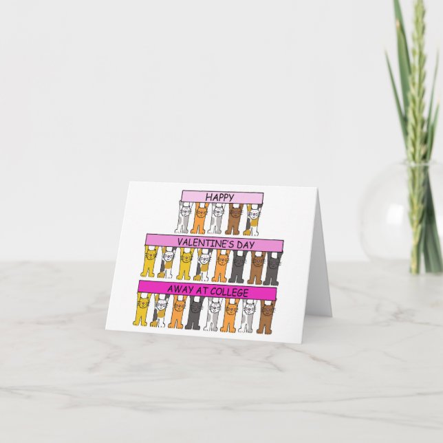 Cartão Dia de os namorados longe dos Gatos de Cartoon na  (Frente)
