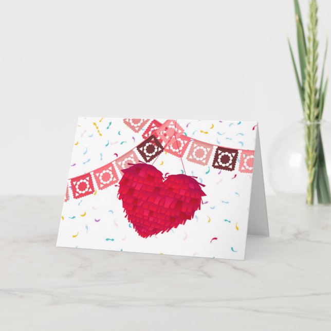 Cartão Dia de os namorados Mexicano Pinata & Taco (Frente)