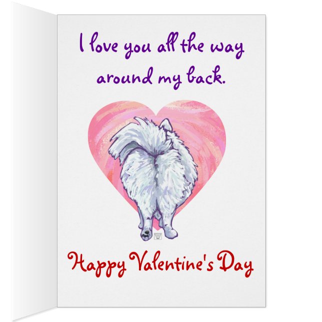 Cartão Dia de os namorados Pomerano Branco (Interior (direita))