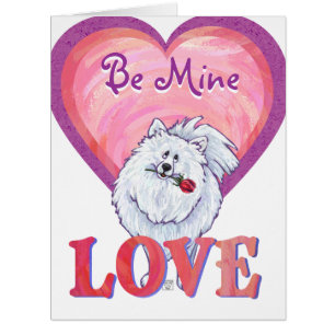 Cartão Dia de os namorados Pomerano Branco