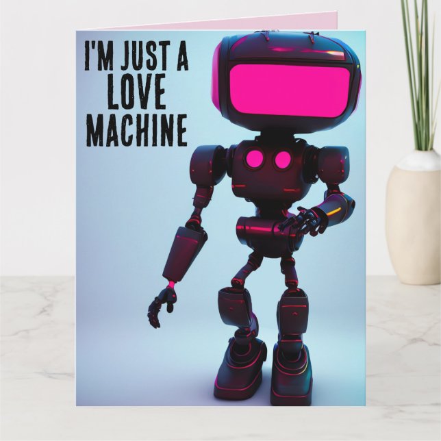 CARTÃO DIA DE OS NAMORADOS ROBOT LOVE MÁQUINA GRANDE PLAC (Frente)