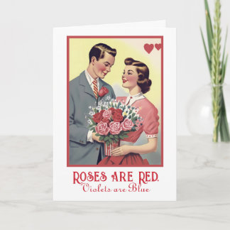Cartão Dia de os namorados Vintage Rosas são vermelho