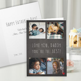 Cartão Dia de os pais 4 foto colagem Amo você cinza Pai