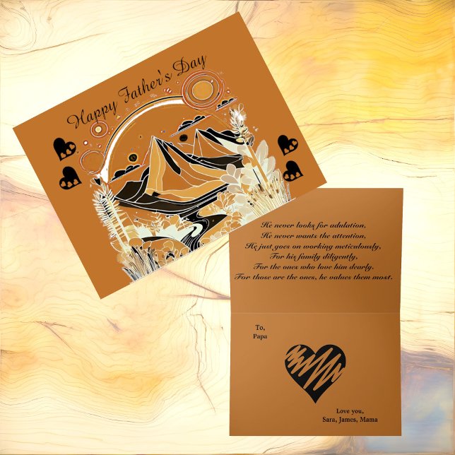 Cartão Dia de os pais abstrato Art Mountain Landscape For (Abstract Art Mountain Landscape Forest Fathers Day Card)