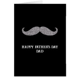 Cartão Dia de os pais Black Silver Mustache