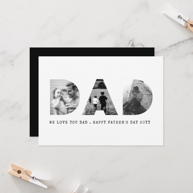 Cartão Dia de os pais de fotos do pai (Frente/Verso In Situ)