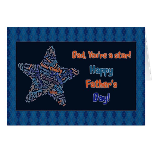 Cartão Dia de os pais Pai Star (Frente Horizontal)
