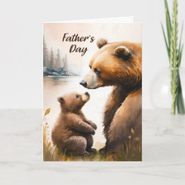 Cartão Dia de os pais Papa e Urso Pequeno Olhando Cada