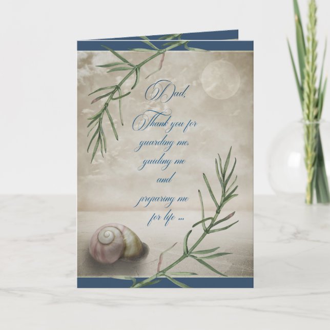 Cartão Dia de os pais para Pai Seashell na Praia (Frente)