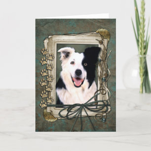 Cartão Dia de os pais - Peças Pedras - Collie de Borda