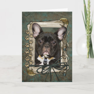 Cartão Dia de os pais - Pedras Pedras - Cachorro Francês