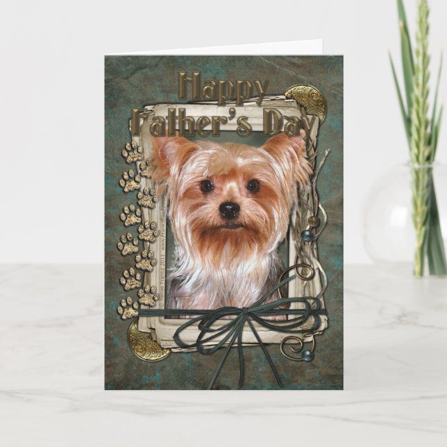 Cartão Dia de os pais - Pedras Pedras - Yorkshire Terrier (Frente)