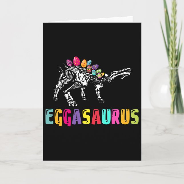 Cartão Dia de Páscoa Dino - Eggasaurus Estegossauro Ovo D (Frente)