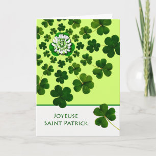 Cartão Dia de Patrick em francês com Shamrocks
