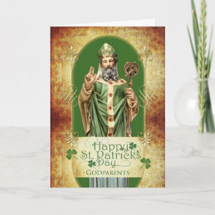 Cartão Dia de Patrick para Padrões e Estátua Santo