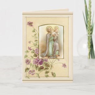 Cartão Dia de São José Menino Jesus Religioso Vintage