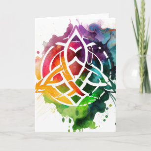 Cartão Dia de São Patrício de Aquarela Celta Grunge Color
