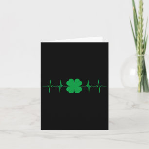 Cartão Dia de São Patrício Ekg Heart Beat Shamrock Four L