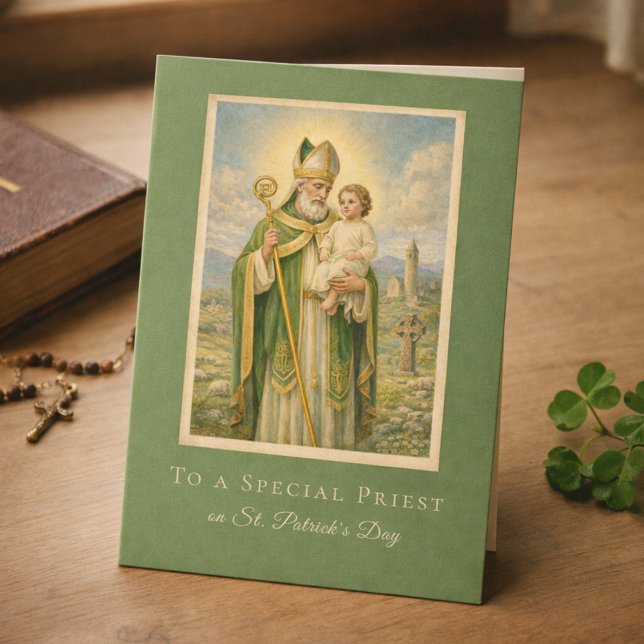 Cartão Dia de São Patrício Padre Católico Jesus  (Criador carregado)