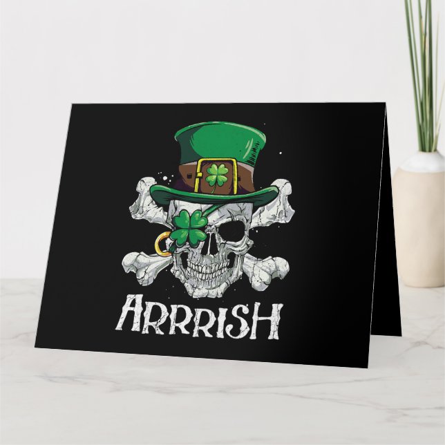 Cartão Dia de São Patrício Pirata Arrrish Leprechaun Meni (Frente)