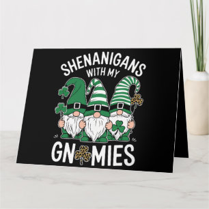 Cartão Dia de São Patrício Shamrock Sortudo Leopardo Gnom