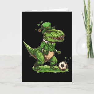 Cartão Dia de São Patrício T Rex Futebol Dinossauro Dia d