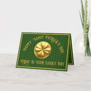 Cartão Dia de São Patrício Trevo Dourado Personalizado