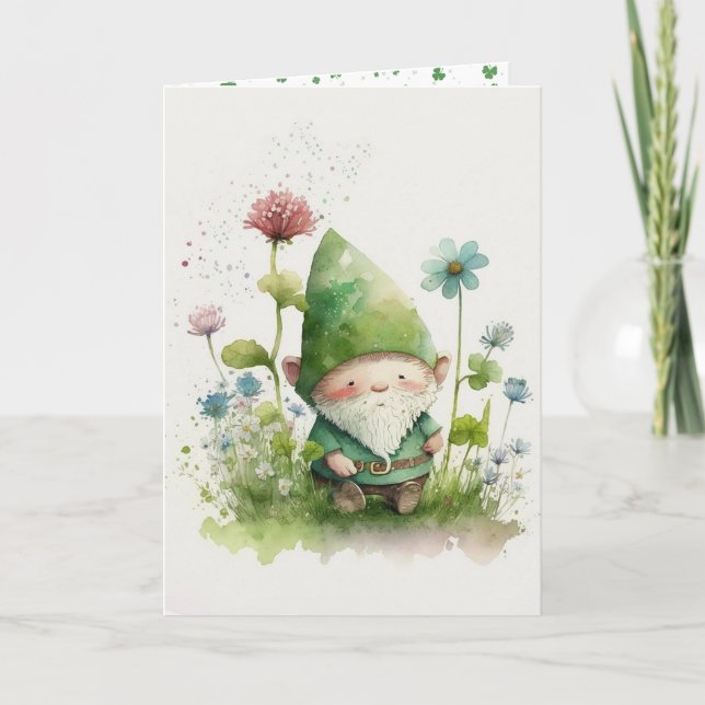 Cartão Dia de São Patrício Verde Leprechaun   (Frente)