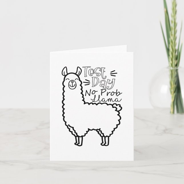 Cartão Dia de Teste Sem Prob-llama Llama Dia de Teste do  (Frente)