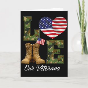 Cartão Dia de Veteranos Amamos Orgulhosamente Bandeira Am