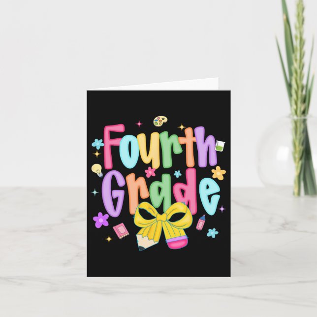 Cartão Dia de volta às aulas da quarta série Preppy (Frente)