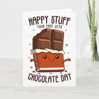 Cartão Dia Divertido e Feliz para Encher o Rosto de Choco