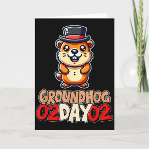 Cartão Dia Divertido Feliz do Groundhog 2 de Fevereiro Fe