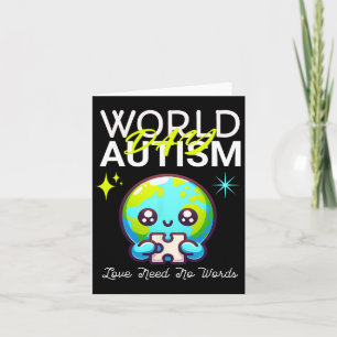 Cartão Dia do Autismo da Terra Gráfica Fofa Papai Mamãe M