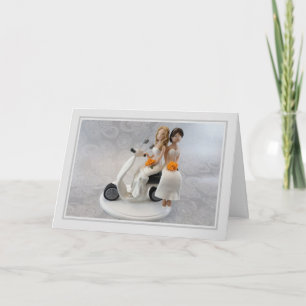Cartão Dia do Casamento - Noivas em um Patinete
